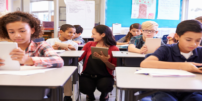 teacher with ipad