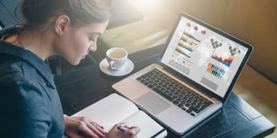 Girl studying on laptop