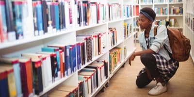 Girl in library