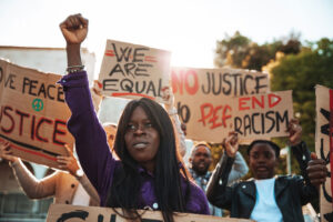 Anti-racism protest in the streets