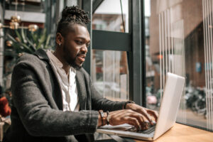 adult student working on computer